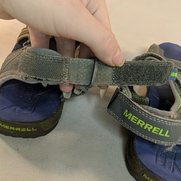 Merrell Panther Sandals Grey Blue Green 6M 8W Leather Hook Loop MY53337 Sport - Picture 8 of 12
